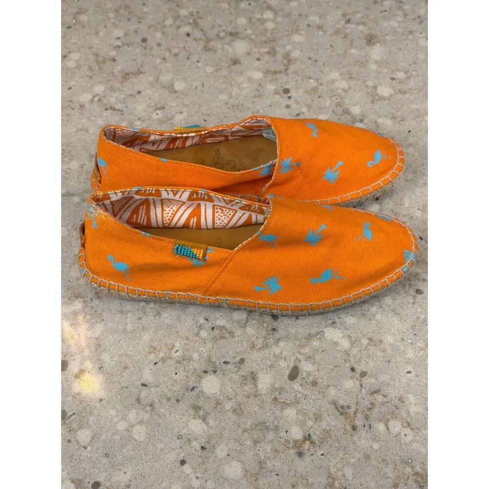 Ubuntu Life Afridrilles Flamingo Palm Canvas Espadrilles 8.5 Summer